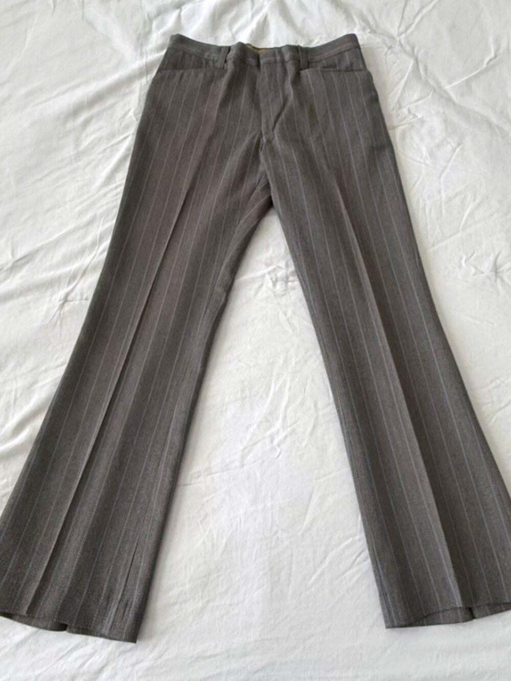 70s VTG Levi’s Sta-Prest Slim Flare High Waist Grey Blue Herringbone Pants 32x32